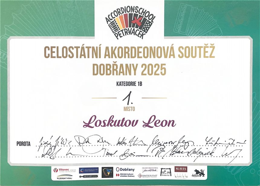 Celostátní akordeonová soutěž Dobřany 2025